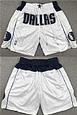 Dallas Mavericks White Stitched NBA Shorts (Run Small),baseball caps,new era cap wholesale,wholesale hats