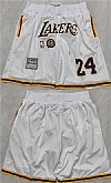 Los Angeles Lakers #24 Kobe Bryant White 2025 Shorts (Run Small),baseball caps,new era cap wholesale,wholesale hats