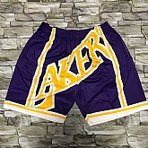 Los Angeles Lakers Purple Black Big Face With Pocket Swingman Shorts (Run Small),baseball caps,new era cap wholesale,wholesale hats