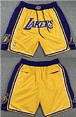Los Angeles Lakers Yellow Purple Shorts (Run Small),baseball caps,new era cap wholesale,wholesale hats