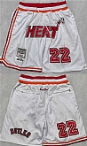Miami Heat White #22 Shorts (Run Small),baseball caps,new era cap wholesale,wholesale hats