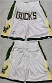 Milwaukee Bucks White Stitched Shorts (Run Small),baseball caps,new era cap wholesale,wholesale hats