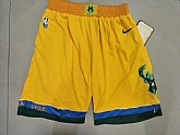 Milwaukee Bucks Yellow City Edition With Pocket Nike Swingman Shorts (Run Small),baseball caps,new era cap wholesale,wholesale hats