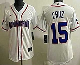 Women's Dominican #15 Oneil Cruz White 2026 World Classic Cool Base Jersey,baseball caps,new era cap wholesale,wholesale hats