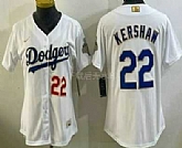Women's Los Angeles Dodgers #22 Clayton Kershaw White 2026 Gold Collection Stadium Jersey,baseball caps,new era cap wholesale,wholesale hats