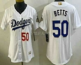 Women's Los Angeles Dodgers #50 Mookie Betts White 2026 Gold Collection Stadium Jersey,baseball caps,new era cap wholesale,wholesale hats