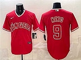 Men's Los Angeles Angels #9 Zach Neto Red Stitched Jersey,baseball caps,new era cap wholesale,wholesale hats