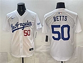 Men's Los Angeles Dodgers #50 Mookie Betts White Alternate Stadium Stitched Jersey,baseball caps,new era cap wholesale,wholesale hats