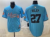 Men's Atlanta Braves #27 Austin Riley Blue 2024 Atliens & Peach With Outkast Patch Vapor Limited Stitched Jersey Dzhi,baseball caps,new era cap wholesale,wholesale hats