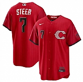 Men's Cincinnati Reds #7 Spencer Steer Red 2026 City Connect Stadium Stitched Jersey Dzhi,baseball caps,new era cap wholesale,wholesale hats
