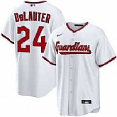 Men's Cleveland Guardians #24 Chase DeLauter White Cool Base Limited Stitched Jersey Dzhi,baseball caps,new era cap wholesale,wholesale hats