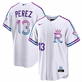 Men's Kansas City Royals #13 Salvador Perez White 2026 City Connect Stadium Stitched Jersey Dzhi,baseball caps,new era cap wholesale,wholesale hats