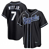 Men's Kansas City Royals #7 Bobby Witt Jr. Black Out Stitched Jersey Dzhi,baseball caps,new era cap wholesale,wholesale hats