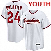 Youth cleveland guardians #24 chase delauter white cool base limited stitched jersey Dzhi,baseball caps,new era cap wholesale,wholesale hats