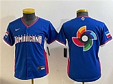 Youth Dominican Republic Royal 2026 World Baseball Classic Big Logo Road Stadium Stitched Baseball Jersey Dzhi,baseball caps,new era cap wholesale,wholesale hats