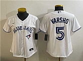 Women's Toronto Blue Jays #5 Daulton Varsho White Cool Base Stitched Jersey (Run Small),baseball caps,new era cap wholesale,wholesale hats