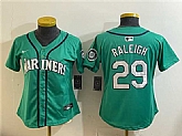 Women's Seattle Mariners #29 Cal Raleigh Aqua Limited Stitched Jersey (Run Small),baseball caps,new era cap wholesale,wholesale hats