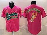 Men's San Antonio Spurs Team Big Logo Pink Stitched Baseball Jersey Dzhi,baseball caps,new era cap wholesale,wholesale hats