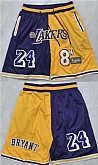 Men's #8 #24 Kobe Bryant Purple Yellow 2026 Shorts (Run Small),baseball caps,new era cap wholesale,wholesale hats
