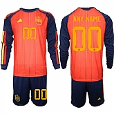 Men's Spain Custom Any Name And Number National Team FIFA x World Cup 2026 Long Sleeve Home Red On Field Jerseys,baseball caps,new era cap wholesale,wholesale hats