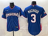 Men's Dominican Republic Baseball #3 Manny Machado Royal 2026 World Baseball Classic Road Stadium Stitched Jersey,baseball caps,new era cap wholesale,wholesale hats