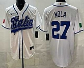 Men's Italy #27 Aaron Nola White 2026 World Baseball Classic Cool Base Jersey,baseball caps,new era cap wholesale,wholesale hats