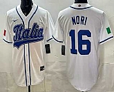 Men's Italy #16 Dante Nori White 2026 World Baseball Classic Cool Base Jersey,baseball caps,new era cap wholesale,wholesale hats