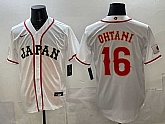Men's Japan Baseball #16 Shohei Ohtani White 2026 World Baseball Classic Home Stadium Stitched Jersey,baseball caps,new era cap wholesale,wholesale hats