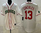 Men's Mexico #13 Nick Gonzales White 2026 World Baseball Classic Cool Base Jersey,baseball caps,new era cap wholesale,wholesale hats
