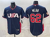 Men's USA Baseball #62 Logan Webb Navy 2026 World Baseball Classic Road Stadium Stitched Jersey,baseball caps,new era cap wholesale,wholesale hats