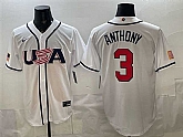Men's USA Baseball #3 Roman Anthony White 2026 World Baseball Classic Home Stadium Stitched Jersey,baseball caps,new era cap wholesale,wholesale hats