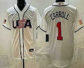 Men's USA #1 Corbin Carroll White 2026 World Baseball Classic Cool Base Jersey,baseball caps,new era cap wholesale,wholesale hats