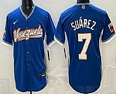 Men's Venezuela #7 Eugenio Suarez Blue 2026 World Baseball Classic Cool Base Jersey,baseball caps,new era cap wholesale,wholesale hats