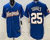 Men's Venezuela #25 Gleyber Torres Blue 2026 World Baseball Classic Cool Base Jersey,baseball caps,new era cap wholesale,wholesale hats