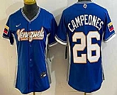 Women's Venezuela #26 Campeones Blue 2026 World Baseball Classic Cool Base Jersey,baseball caps,new era cap wholesale,wholesale hats
