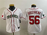 Youth Mexico Baseball #56 Randy Arozarena White 2026 World Baseball Classic Home Stadium Stitched Baseball Jersey,baseball caps,new era cap wholesale,wholesale hats