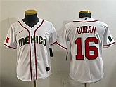 Youth Mexico Baseball #16 Jarren Duran White 2026 World Baseball Classic Home Stadium Stitched Baseball Jersey,baseball caps,new era cap wholesale,wholesale hats