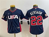 Youth USA Baseball #22 Clayton Kershaw Navy 2026 World Baseball Classic Stadium Stitched Baseball Jersey,baseball caps,new era cap wholesale,wholesale hats
