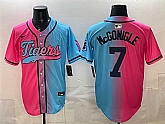 Men's Detroit Tigers #7 Kevin McGonigle Pink Blue Limited Stitched Jersey Dzhi,baseball caps,new era cap wholesale,wholesale hats