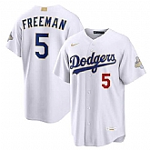 Men's Los Angeles Dodgers #5 Freddie Freeman Nike White 2026 Gold Collection Stadium Jersey Dzhi,baseball caps,new era cap wholesale,wholesale hats