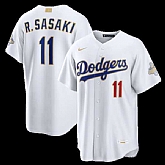 Men's Los Angeles Dodgers #11 Roki Sasaki Nike White 2026 Gold Collection Stadium Jersey Dzhi,baseball caps,new era cap wholesale,wholesale hats
