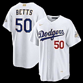 Men's Los Angeles Dodgers #50 Mookie Betts Nike White 2026 Gold Collection Stadium Jersey Dzhi,baseball caps,new era cap wholesale,wholesale hats