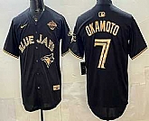 Men's Toronto Blue Jays #7 Kazuma Okamoto Black Gold 2025 American League Champions Limited Stitched Jersey Dzhi,baseball caps,new era cap wholesale,wholesale hats