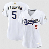 Women's Los Angeles Dodgers #5 Freddie Freeman White 2026 Gold Collection Stadium Stitched Jersey Dzhi,baseball caps,new era cap wholesale,wholesale hats