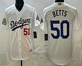 Men's Los Angeles Dodgers #50 Mookie Betts White Gold World Series Champions Collection Limited Jersey,baseball caps,new era cap wholesale,wholesale hats