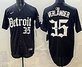 Men's Detroit Tigers #35 Justin Verlander Black Limited Cool Base Stitched Jersey,baseball caps,new era cap wholesale,wholesale hats