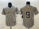 Men's Milwaukee Brewers #9 Bob Uecker Grey Home Limited Stitched Jersey,baseball caps,new era cap wholesale,wholesale hats