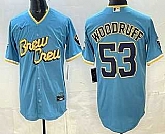 Men's Milwaukee Brewers #53 Brandon Woodruff Powder Blue 2022 City Connect Cool Base Jersey,baseball caps,new era cap wholesale,wholesale hats