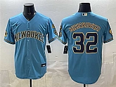 Men's Milwaukee Brewers #32 Jacob Misiorowski Blue With Home & Bob Uecker Patch Stitched Jersey,baseball caps,new era cap wholesale,wholesale hats