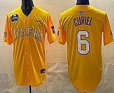 Men's LSU Tigers #6 Derek Curiel Gold 2025 World Series SEC Patch Stitched Baseball Jersey Dzhi,baseball caps,new era cap wholesale,wholesale hats
